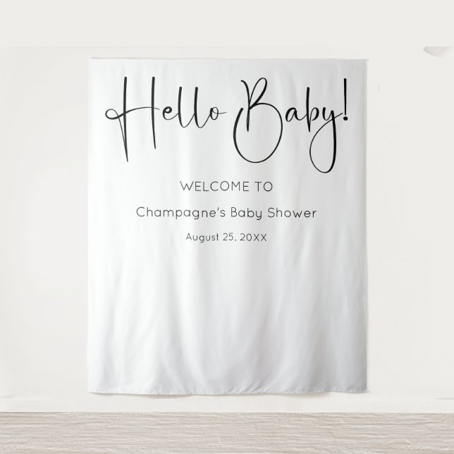 Tenture Hello Baby Modern Script Baby shower fond (Devant)