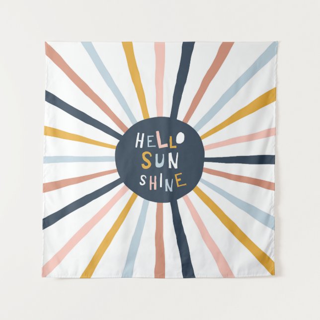 Tenture Hello Sunshine : Typographie enfantine colorée (Devant)