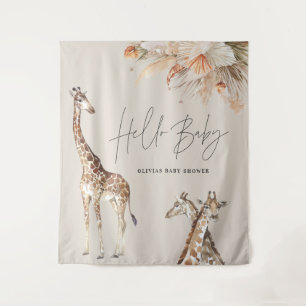 Tenture Herbe de pampa botanique girafe moderne chic safar