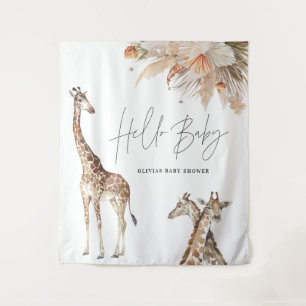 Tenture Herbe de pampa botanique girafe moderne chic safar