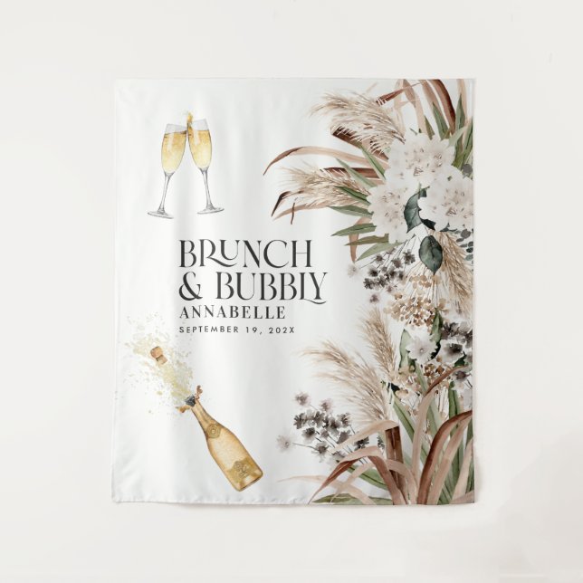 Tenture Herbe de pampa de douche de mariée moderne champag (Devant)