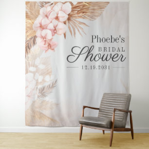Tenture Herbe de Pampas Tanné Floral Rustique pour Baby Sh