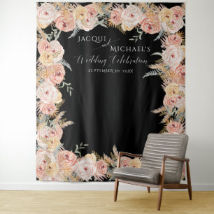 Tenture Herbe des Pampas Bohème Floral Roses Roses Fleurs 