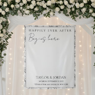 Tenture Heureusement, l'après commence ici Mariage Floral