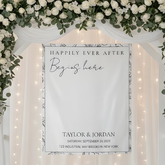 Tenture Heureusement, l'après commence ici Mariage Floral (Créateur téléchargé)