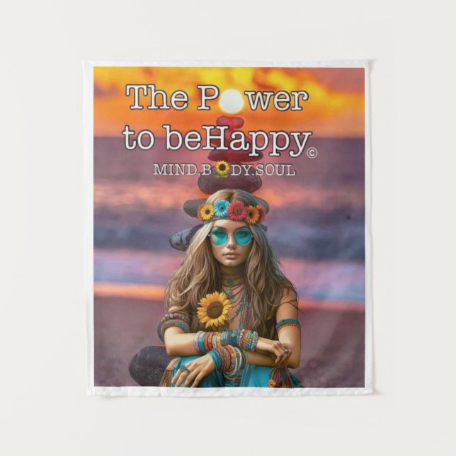 TENTURE HEUREUX HIPPIE DE FILLE TAPESTRY MUR ART (Devant)