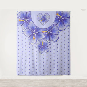 Tenture Hibiscus & dentelle BLEU