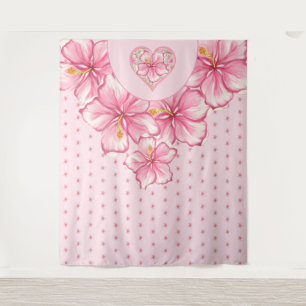 Tenture Hibiscus & dentelle PINK