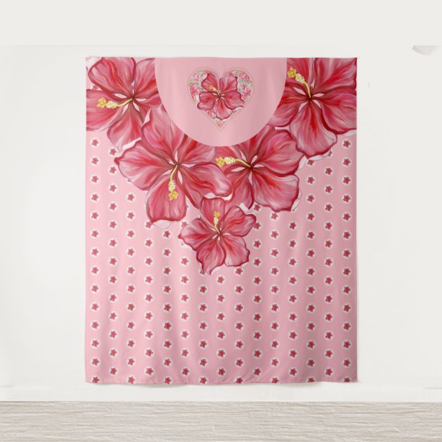 Tenture Hibiscus & dentelle RED (Devant)