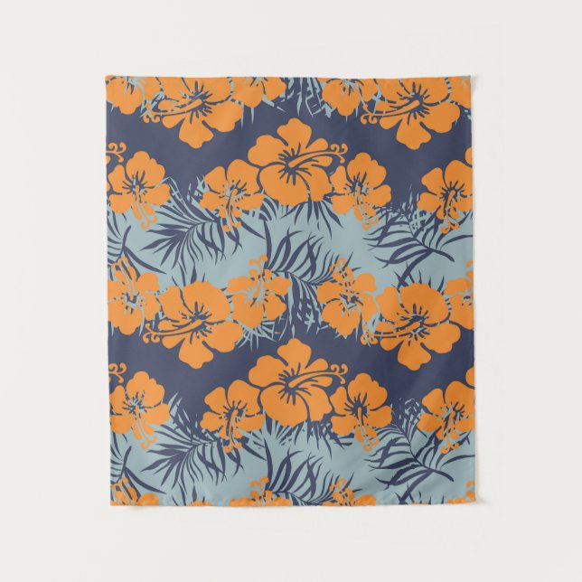 Tenture Hibiscus fleurs sans couture motif, Vintage fleuri (Devant)