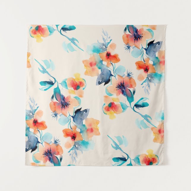 Tenture Hibiscus Flowers : Motif d'illustration aquarelle (Devant)
