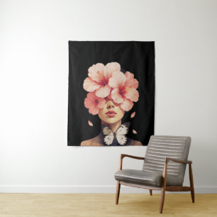 Tenture Hibiscus & Papillon – Floral Botanique Moderne