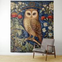 Hibou dans le jardin style William Morris