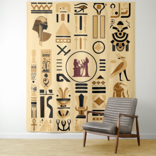 Tenture Hiéroglyphes égyptiens antiques