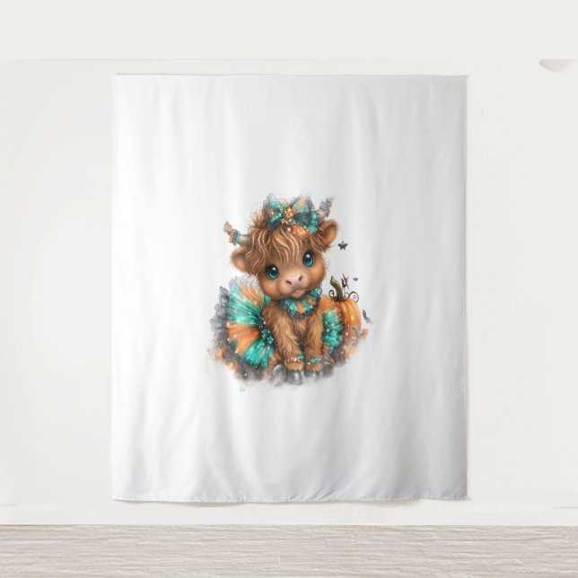 Tenture Highland Cow Farm Halloween (Devant)