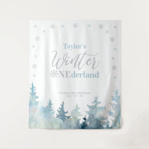 Tenture Hiver argenté et bleu Onderland 1er anniversaire