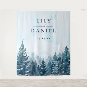 Tenture Hiver Pine Tree Forest Mariage Photo Contexte