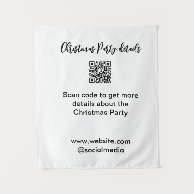 Tenture Holiday party Scan QR code details website social  (Devant)
