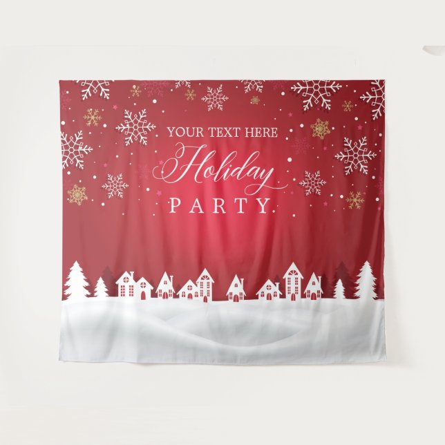 Tenture Holiday Party snowflakes photobooth backdrop (Devant (Horizontal))