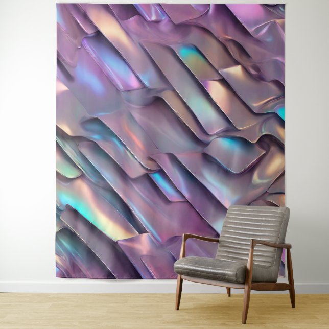 Tenture Holographie abstraite/iridescente futuriste (En situation)