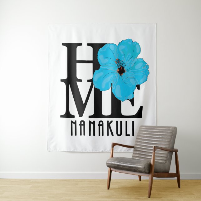 Tenture HOME Nanakuli Blue Hibiscus (En situation)