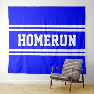 Tenture HOMERUN Bleu Blanc Baseball Bandes de Course