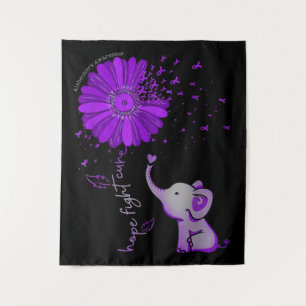 Tenture Hope Fight Cute Elephant Alzheimer's Purple Ribbon