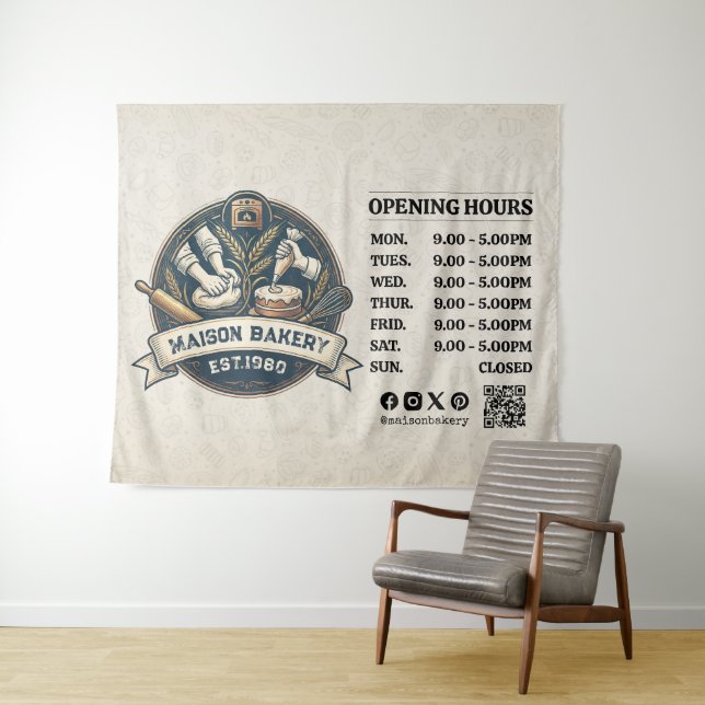 Tenture Horaires d'ouverture du pâtissier de la boulangeri (En situation (horizontale))