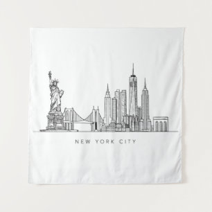 Tenture Horizon de New York minimaliste en ligne art