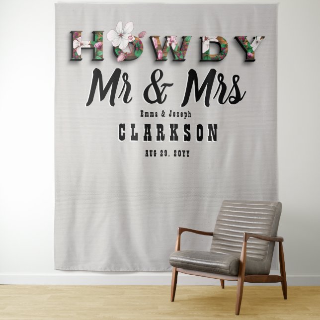 Tenture Howdy M. et Mme Rustic Floral Linen Wall Contexte (En situation)