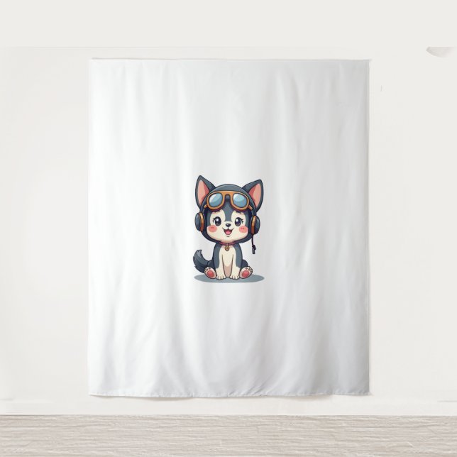 Tenture Husky Pilot Amoureux des chiens Malamute (Devant)