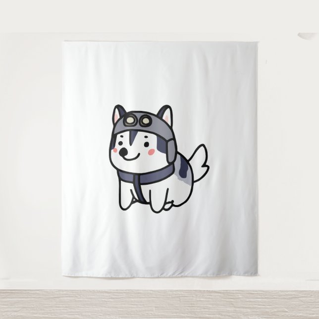 Tenture Husky Pilot Amoureux des chiens Malamute (Devant)
