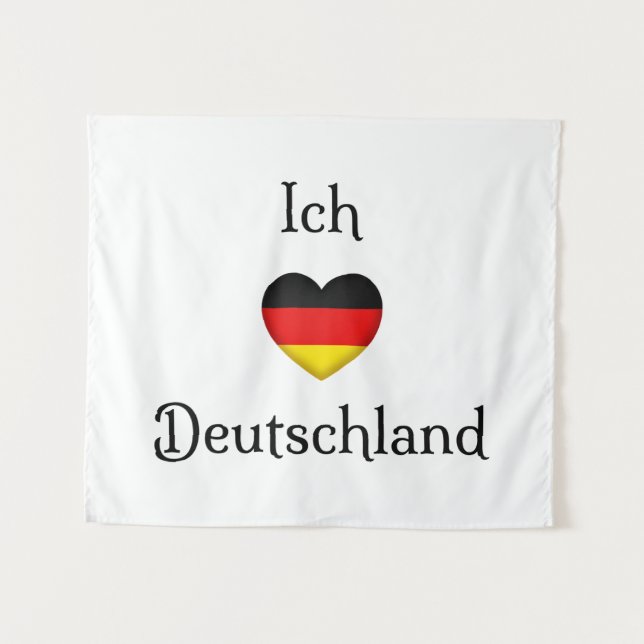 Tenture "I Heart Germany" Allemand Pride World Traveller (Devant (Horizontal))