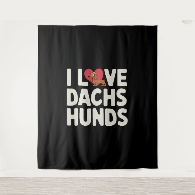 Tenture I Love Dachshunds mignon dessin (Devant)
