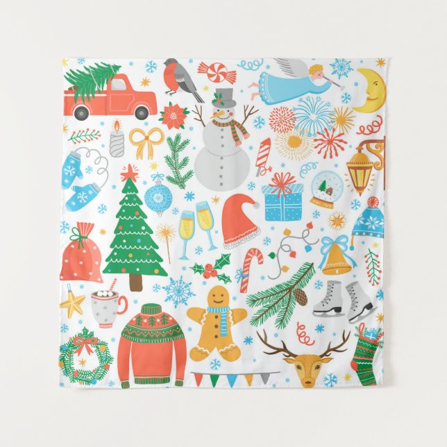 Tenture Icône Noël, Nouvel An. Ventilation des vacances d' (Devant)