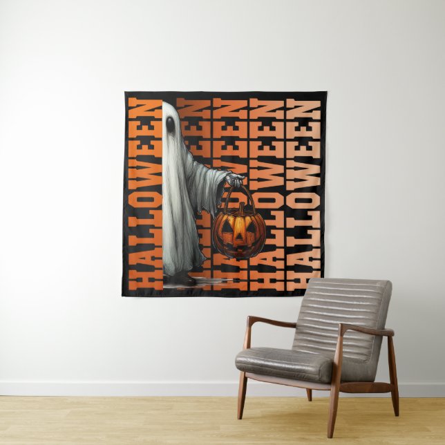 Tenture Idées de cadeaux de typographie Halloween fantôme  (En situation)