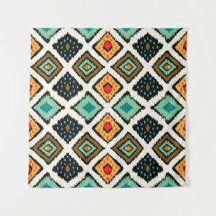 Tenture Ikat géométrique, folklore texture tribale.