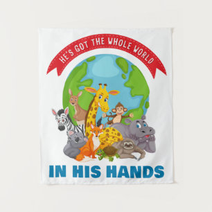 Tenture Il a le monde entier entre ses mains - Faith Kids