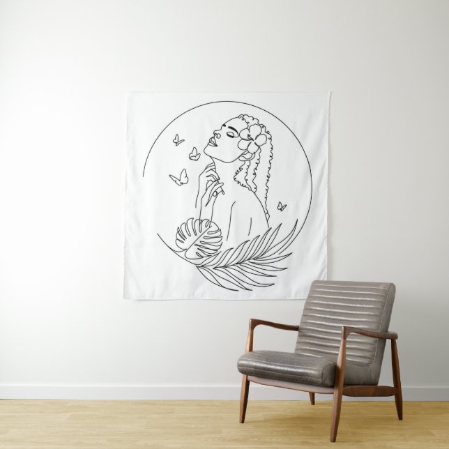 Tenture Île Muse – Féminité Tropicale (En situation)