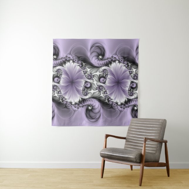 Tenture Illusion de lilas Art fractal floral abstrait Fant (En situation)