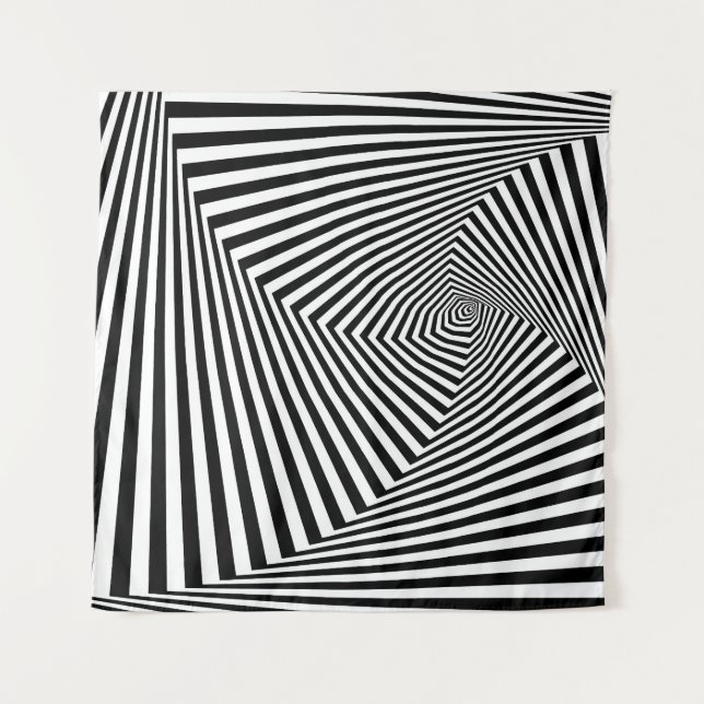 Tenture Illusion optique : Abstraite géométrique rayée. (Devant)