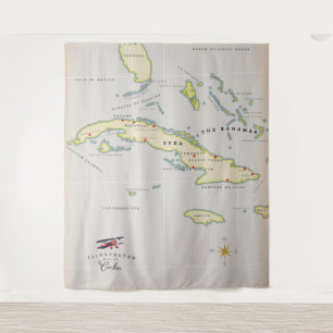 Tenture Illustrated map of Cuba