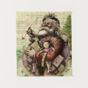 Tenture Illustration classique de l'arbre du Père Noël joy