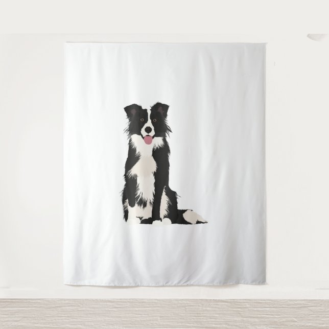 Tenture Illustration Collie Bordure ! (Devant)