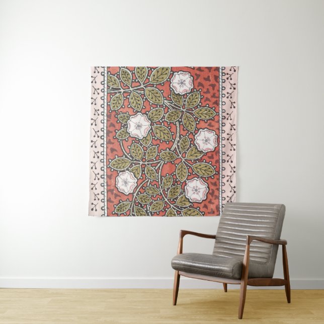 Tenture Illustration d'art de rose sauvage Fleur Vintage (En situation)