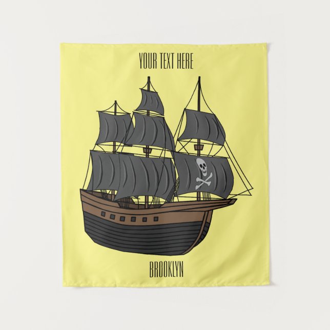 Tenture Illustration de bateau pirate (Devant)