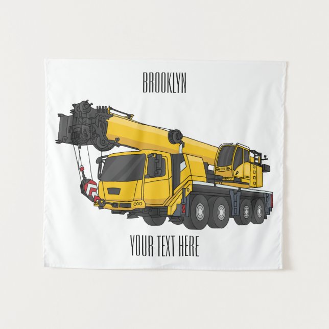 Tenture Illustration de camion de grue (Devant (Horizontal))