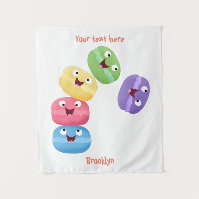 Tenture Illustration de caricature de macarons marrant mig (Devant)