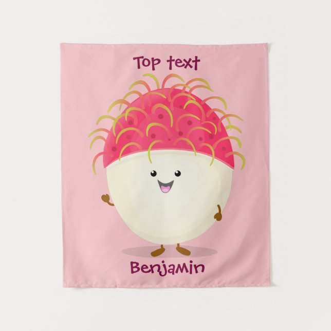 Tenture Illustration de cartoon de rambutan rose mignon (Devant)