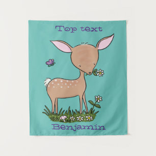 Tenture Illustration de cerf bébé mignon et heureux en des